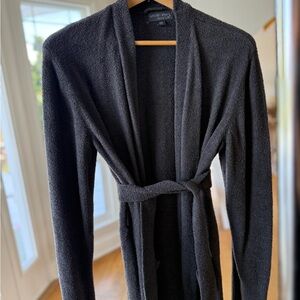 Barefoot Dreams CozyChic Robe Charcoal Gray Belted Ultra Soft Luxury S/M